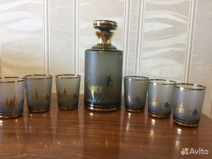 Винный набор из богемского стекла Чехословакия