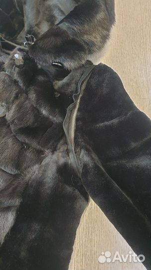 Шуба трансформер из норки и мутона, с капюшоном