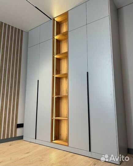 Шкаф серый матовый с подсветкой