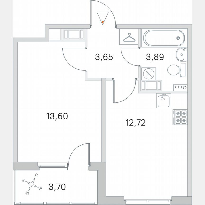 1-к. квартира, 35,7 м², 4/4 эт.