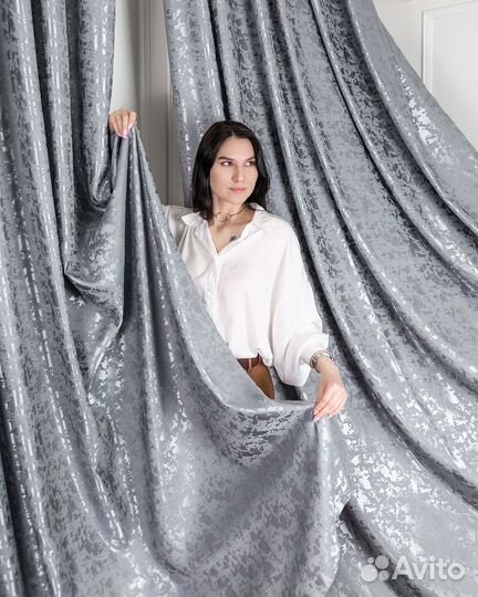 Комплект портьер Версаль Серый шторы занавески