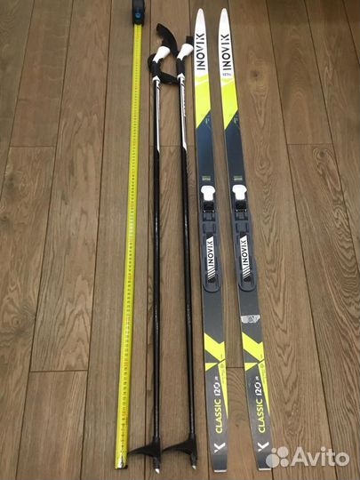 Лыжи (120см) и палки (110см) детские