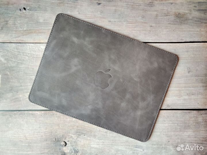 Чехол кожаный Macbook. Минимализм. Асфальт