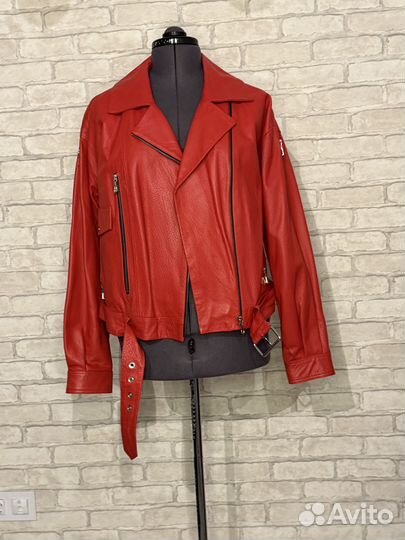Курта косуха красная натуральная кожа размер 48 но