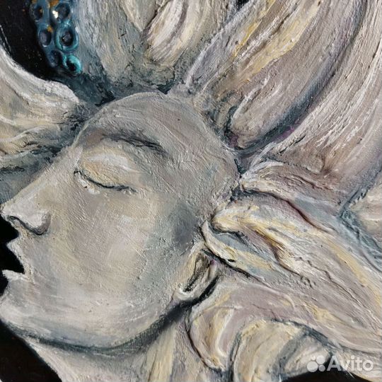 Осьминог текстурная картина маслом 40х60 см