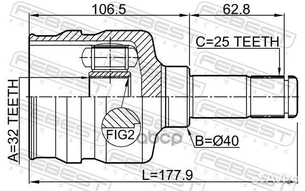 Шрус внутр левый chrysler voyager IV 2001-2007