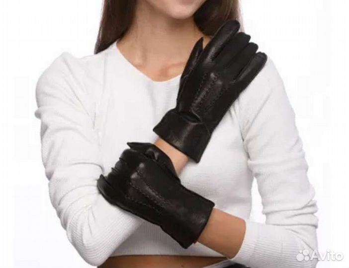 Новые перчатки зимние теплые кожаные
