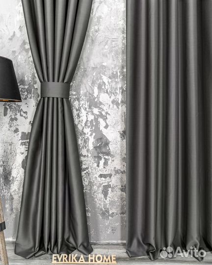 Шторы блэкаут Амадео графит новые пошив