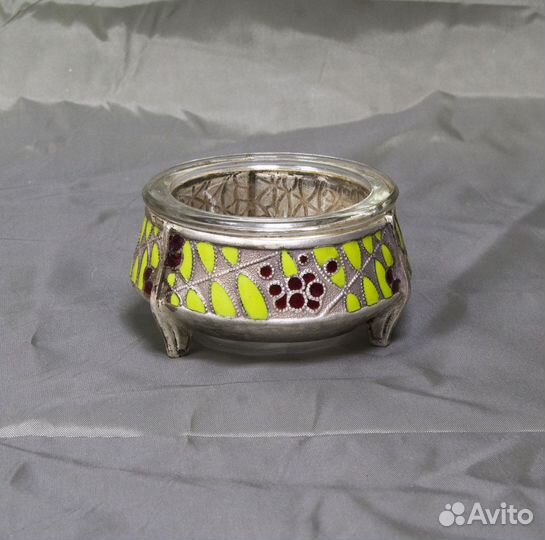 Солонка мельхиор, эмали 3юммет (13)