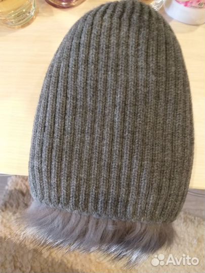 Шапка вязаная чернобурка