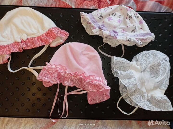 Летние шапочки панамки носочки для девочки до года