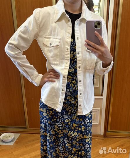 Белая джинсовая рубашка Mango xs