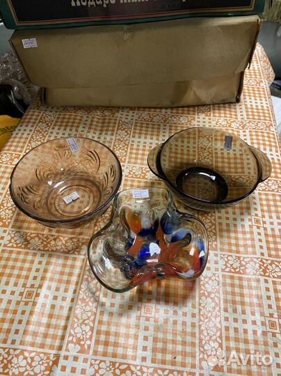 Конфетницы цветное стекло Антикварная лавка