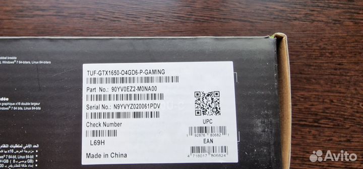 Видеокарта asus GeForce GTX 1650 4 гб TUF Gaming