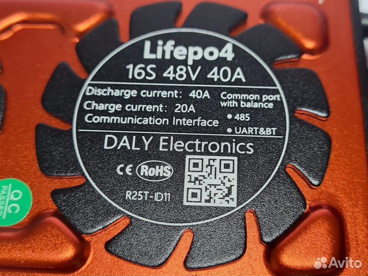 Плата контроля BMS Smart lifepo4 16S 48V 40A