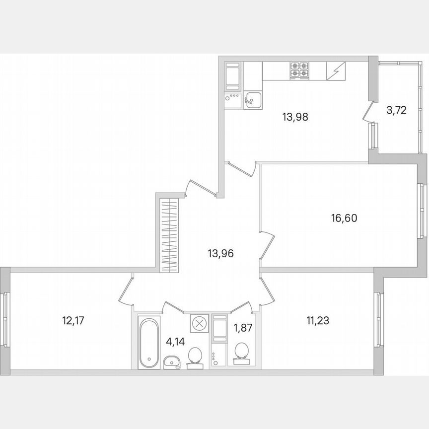 3-к. квартира, 75,8 м², 5/8 эт.