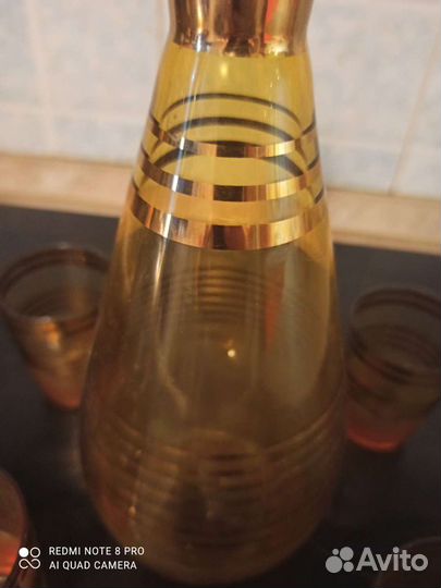 Штоф и 4 бокала Чехословакия Bohemia 60е годы