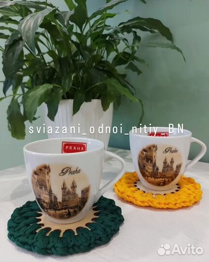 Вязаные подставки под чашки