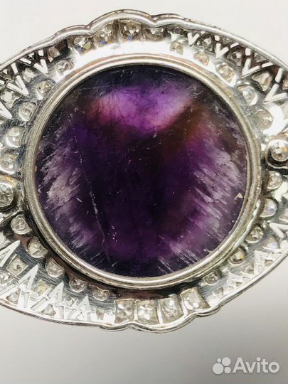 Антикварная платиновая подвеска с аметистом