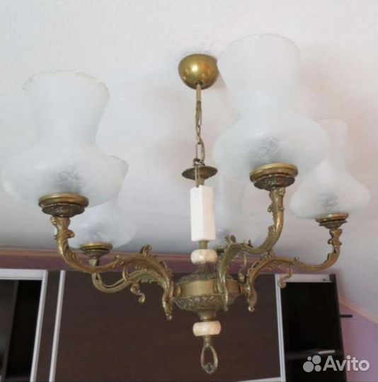 Люстра Югославия. Антикварная,бронза,оникс