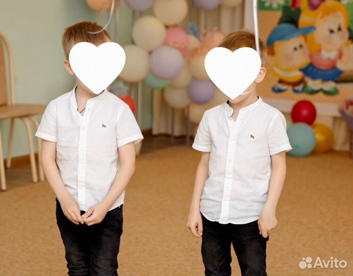 Рубашка белая детская для мальчиков близнецов