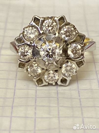 Золотое кольцо с бриллиантами 1,84 Карат