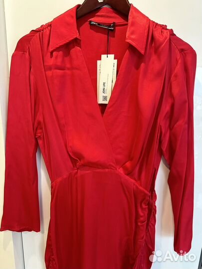 Платье Zara красное шелковая вискоза новое