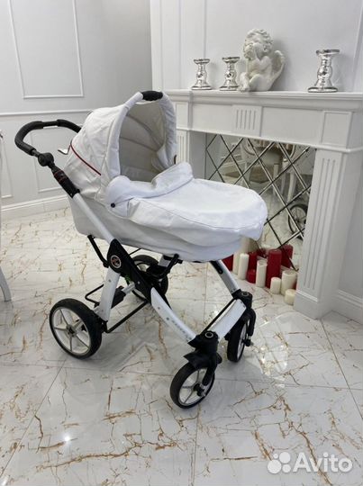 Коляска белая экокожа hartan racer gt 2в1 в идеале