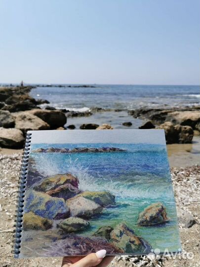 Морской пейзаж пастель картина
