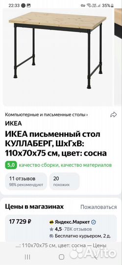Компьютерный стол IKEA куллаберг