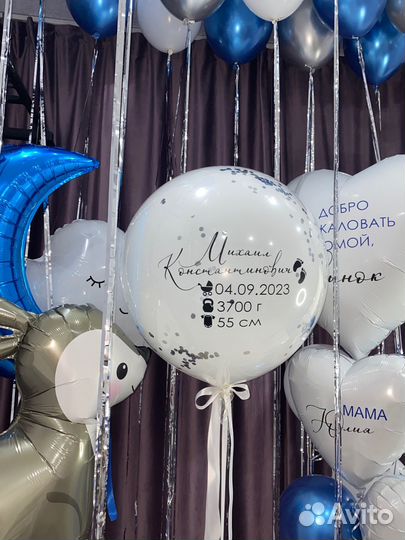 Гелиевые шары на выписку из роддома, гендерный шар