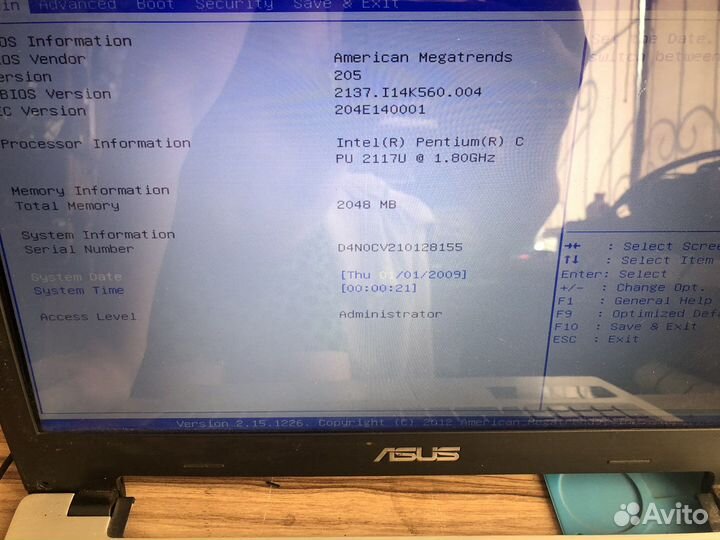 Ноутбук asus intel pentium 1,8ghz