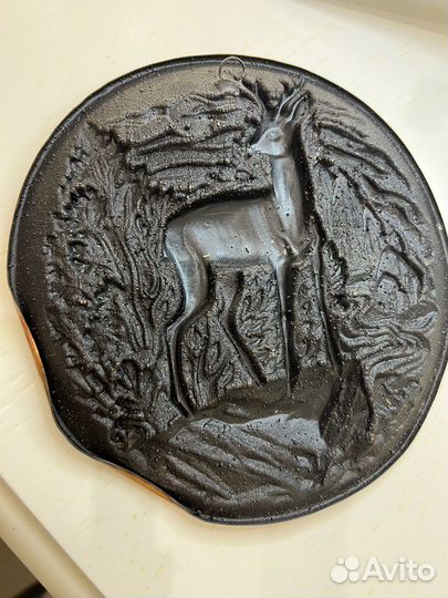 Настенная тарелка чеканка медь 