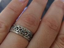 Серебряное кольцо спаси и сохрани 17,5 размер