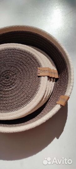 Корзина из хлопкового шнура+подставки