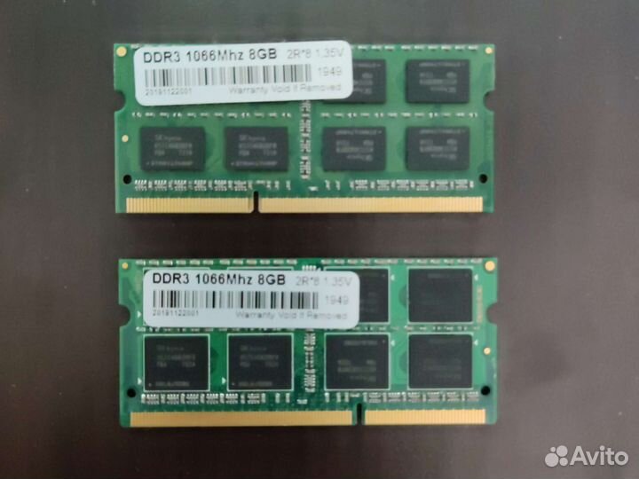 Оперативная память DDR3L 2x8Gb 1066 sodimm