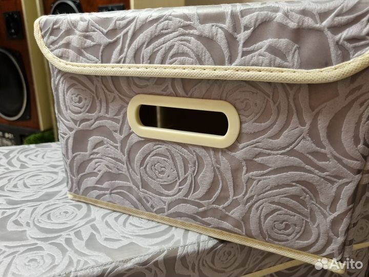 Коробки боксы для хранения с рисунком серые