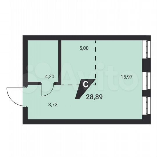 Квартира-студия, 28,9 м², 6/25 эт.