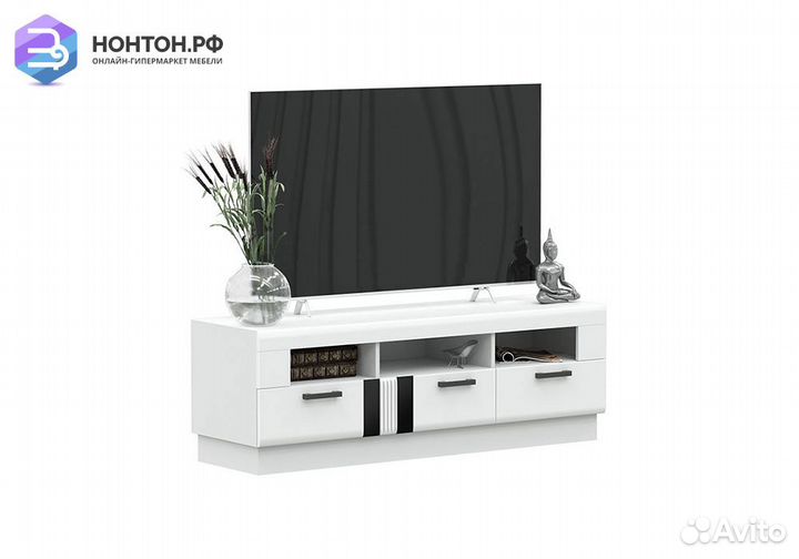 Тумба под тв Магнолия белый глянец