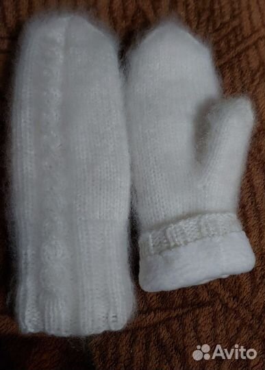 Рукавицы ангора на флисе новые