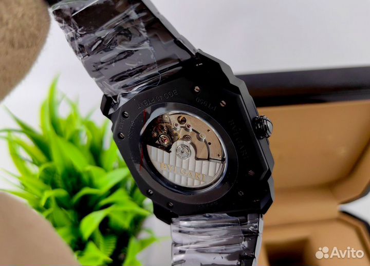 Мужские часы черные Bulgari octo булгари механичка