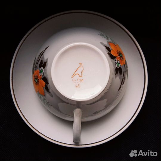 Фарфор Дулево чашка с блюдцем 1991