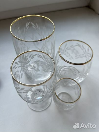 Набор бокалов и рюмок гусь хрустальный 23 предмета