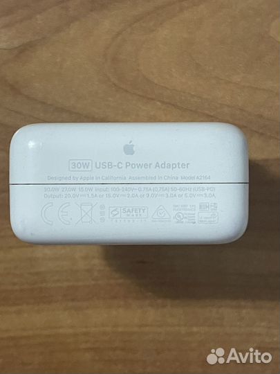 Адаптер питания для ноутбуков Apple 30W Type-C