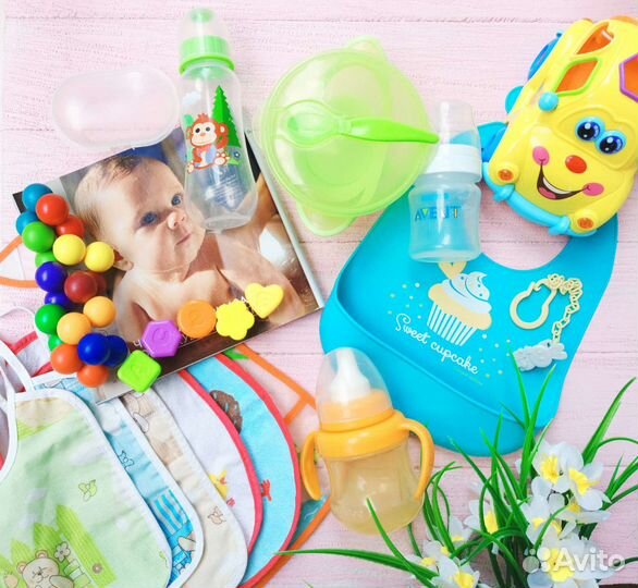 Бутылочка для кормления поильник слюнявчик посуда