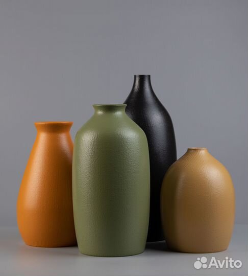 Декоративные цветные вазы из дерева