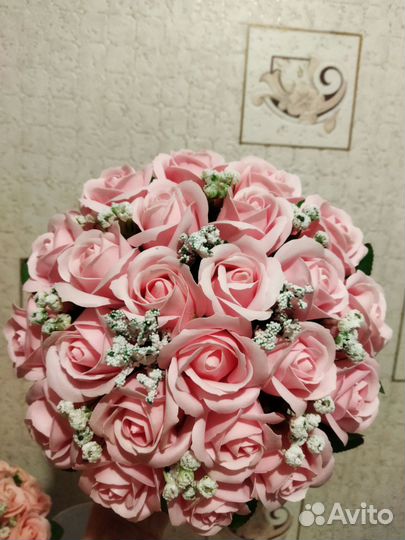 Букет роз из мыла