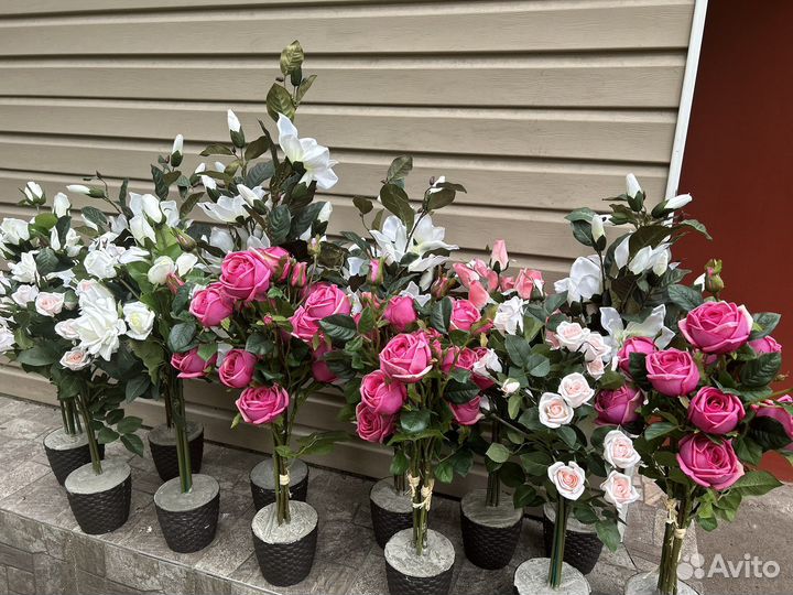 Искусственные цветы розы, магнолия, растения