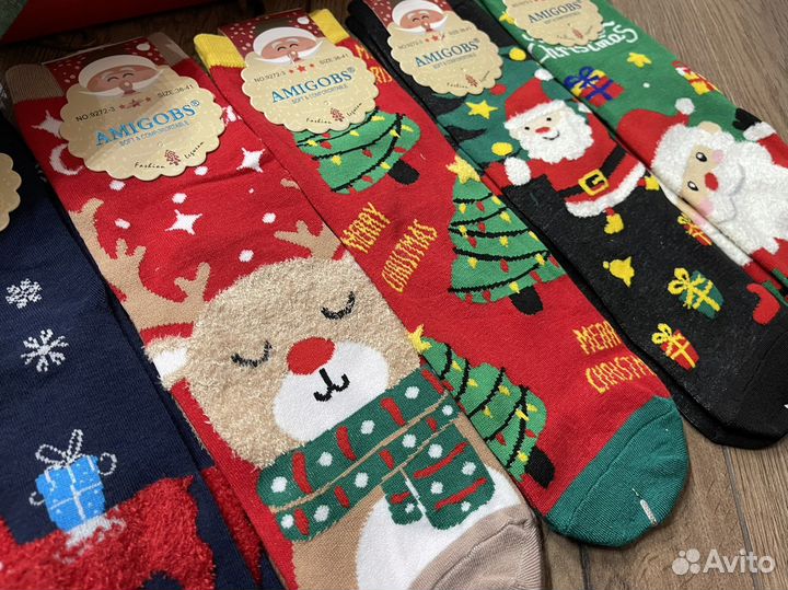 Женские новогодние носки подарок