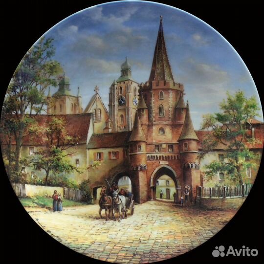 Винтаж Городские ворота декоративные тарелки супер